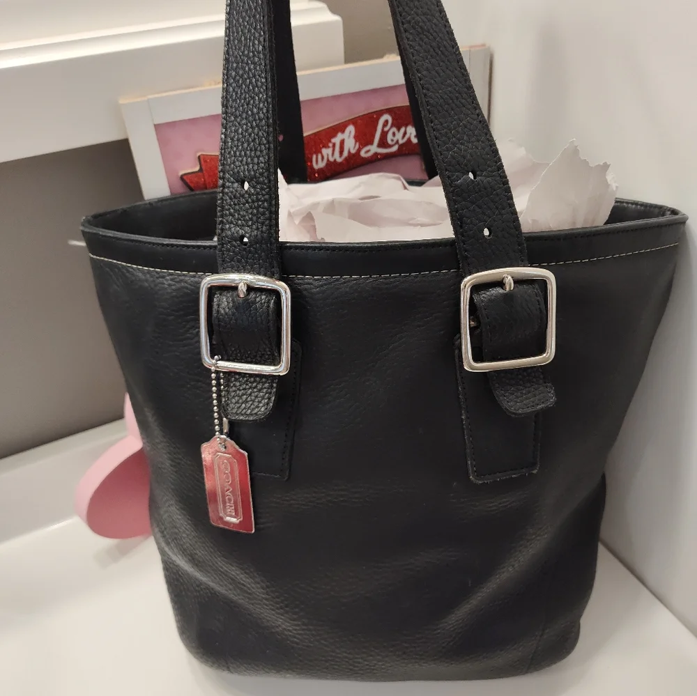 🖤Rare Vintage 90's Coach Hamilton Milbrook Pebbled Leather Shoulder Tote #9600 - Picture 11 of 16